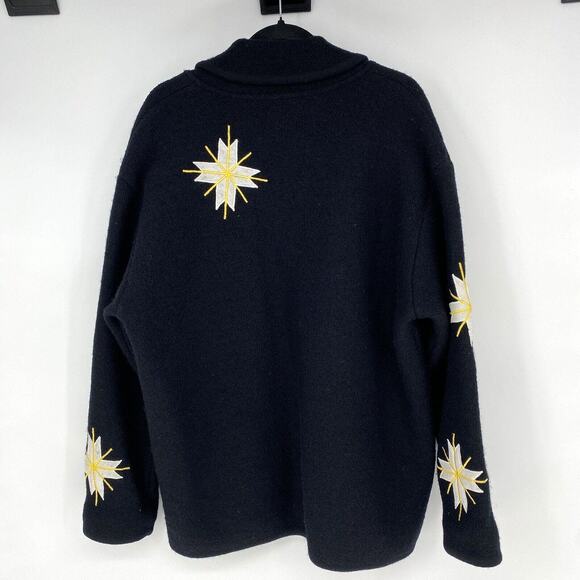 Vintage Marisa Canvas Ugly Christmas Sweater Cardigan Boiled Wool Women’s Size L - Picture 10 of 10